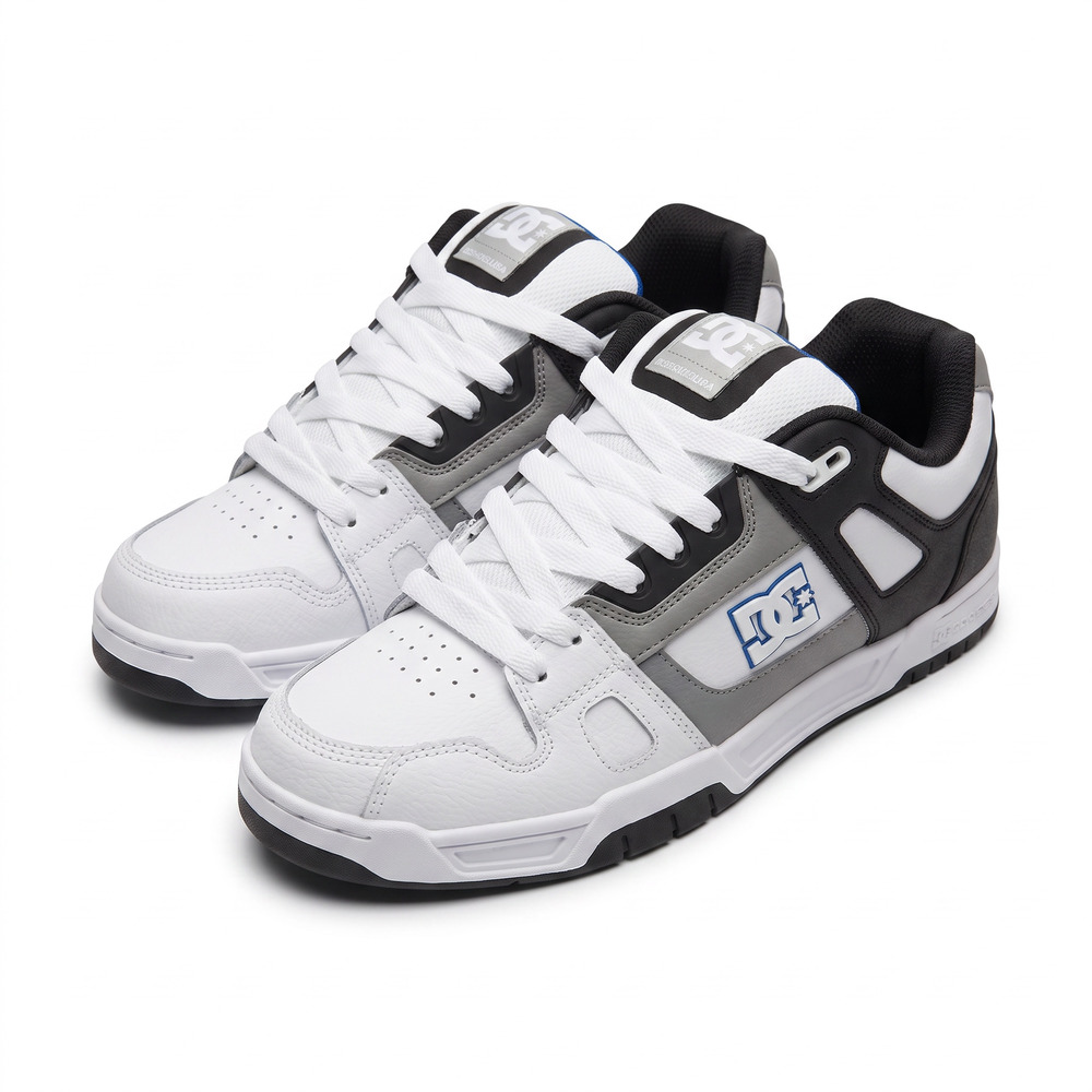 DC Stag Skate Shoes White Grey Blue Men's Size 9